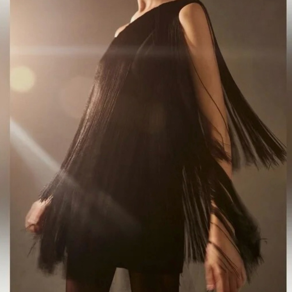 Anthropologie Hutch One Shoulder Fringed Mini Dress Size S